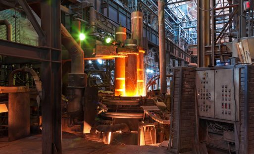 Electroarc furnace at the metallurgical plant